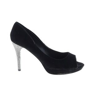 Nina Elegant Black Peep-Toe Heels with Silver Accents